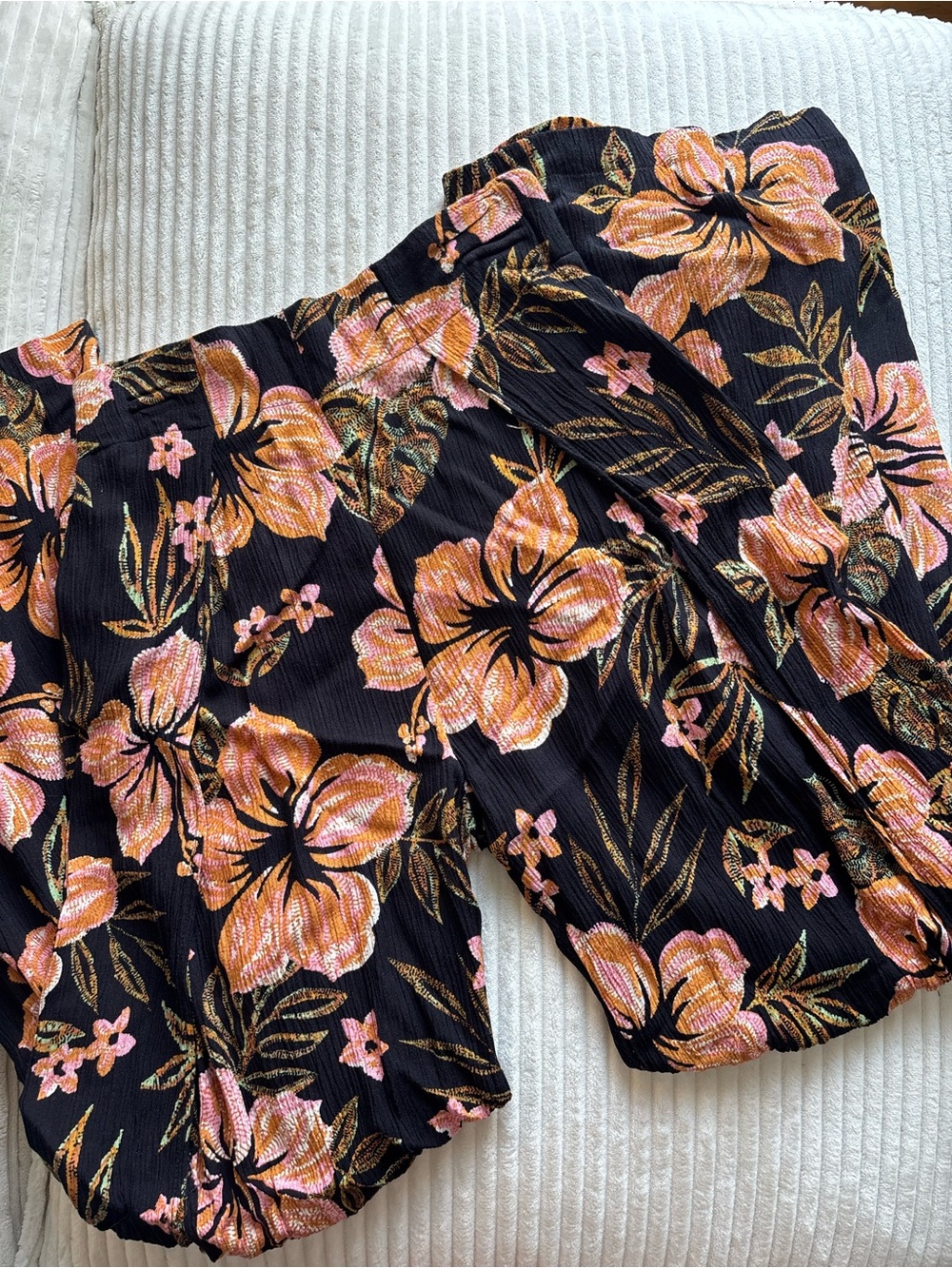Billabong Black Pants with Pink & Peach Floral Print